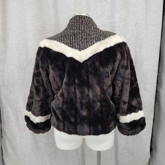 Vintage Faux Fur / Knit Jacket 70s Coat Eclectic Mobwife Streetwear - Picture 6 of 15